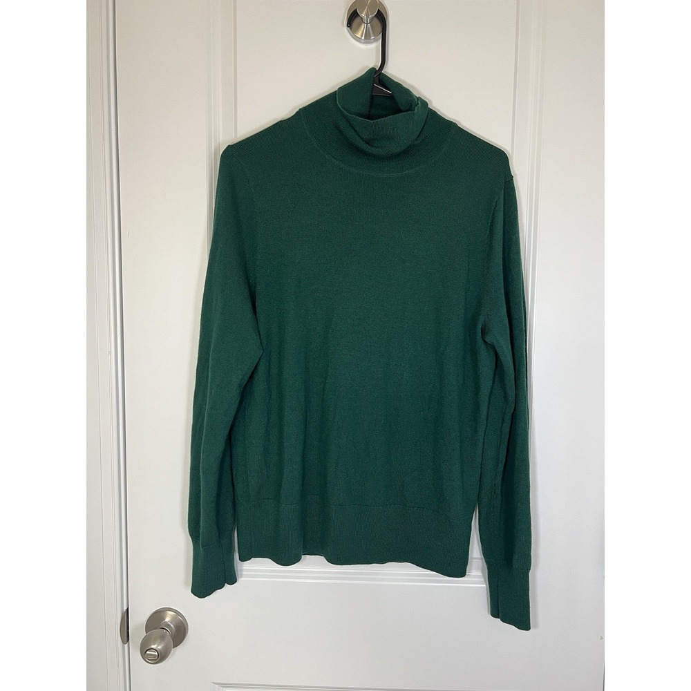 J Crew Factory Women's Merino Wool Blend Turtleneck Sweater Green Size XL